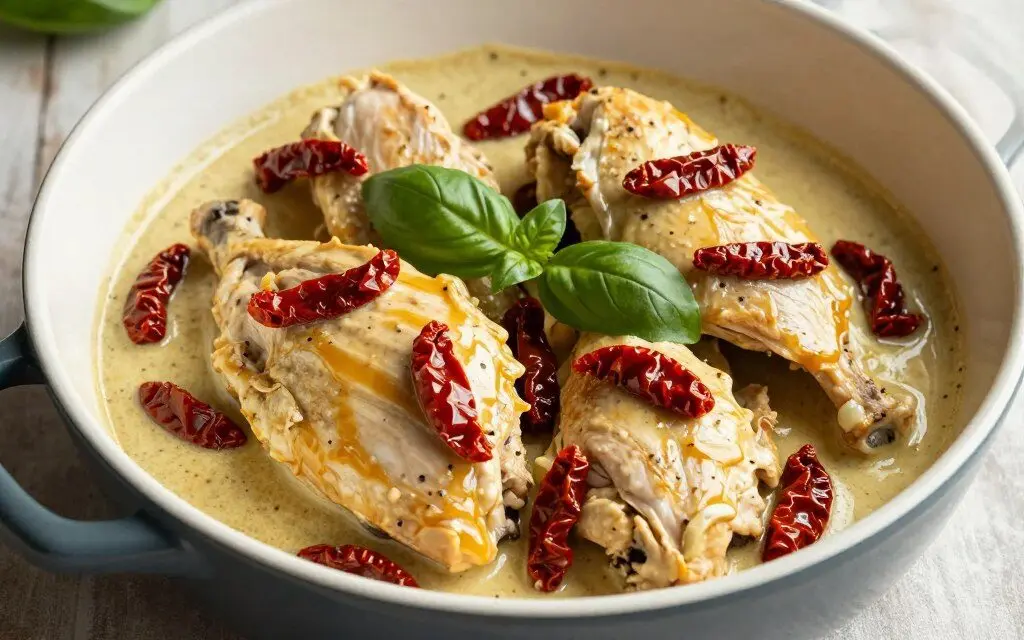 Italian chicken with tomatoes basil and cream