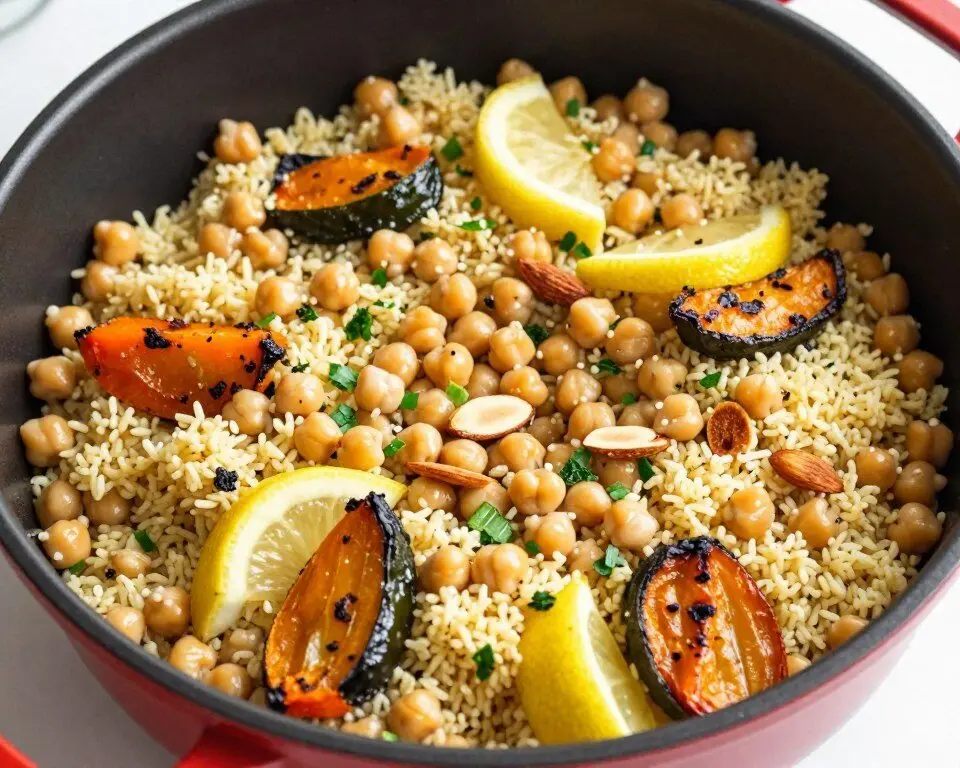 Lemon chickpea couscous with vegetables