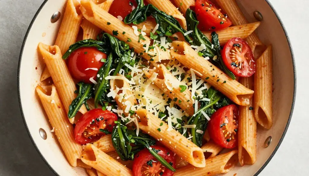 One pot pasta with vegetables and herbs