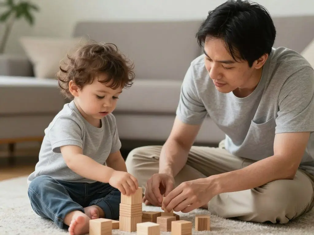 Parent spending focused play time with a toddler