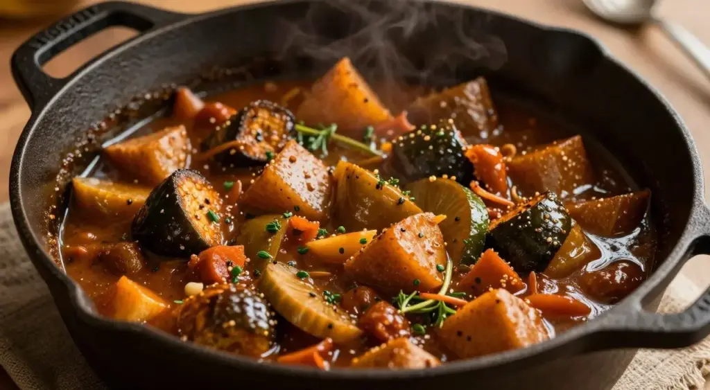 Slow-simmered comfort food in a heavy pot