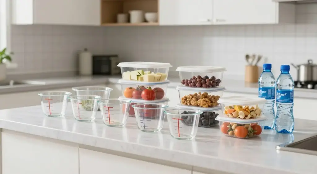 Sorted duplicate kitchen tools and containers