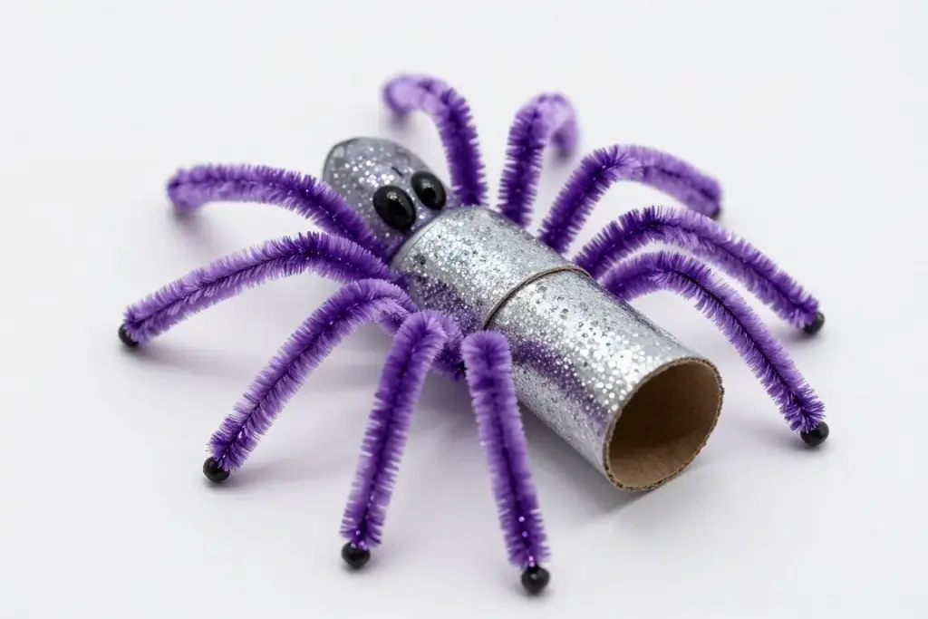 Sparkling metallic silver and purple tube spider Sparkling metallic silver and purple tube spider