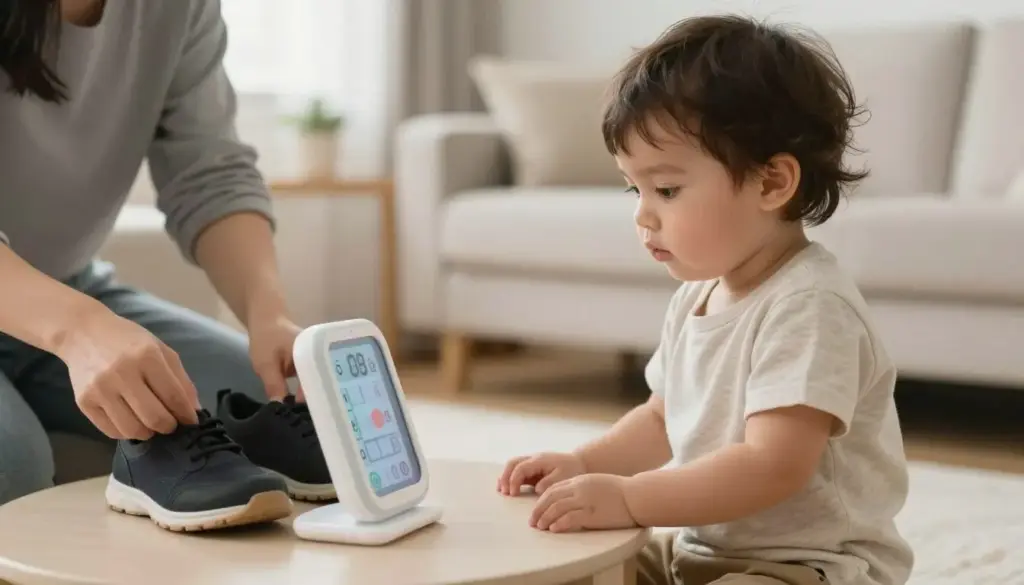 Toddler preparing for a transition with a visual timer
