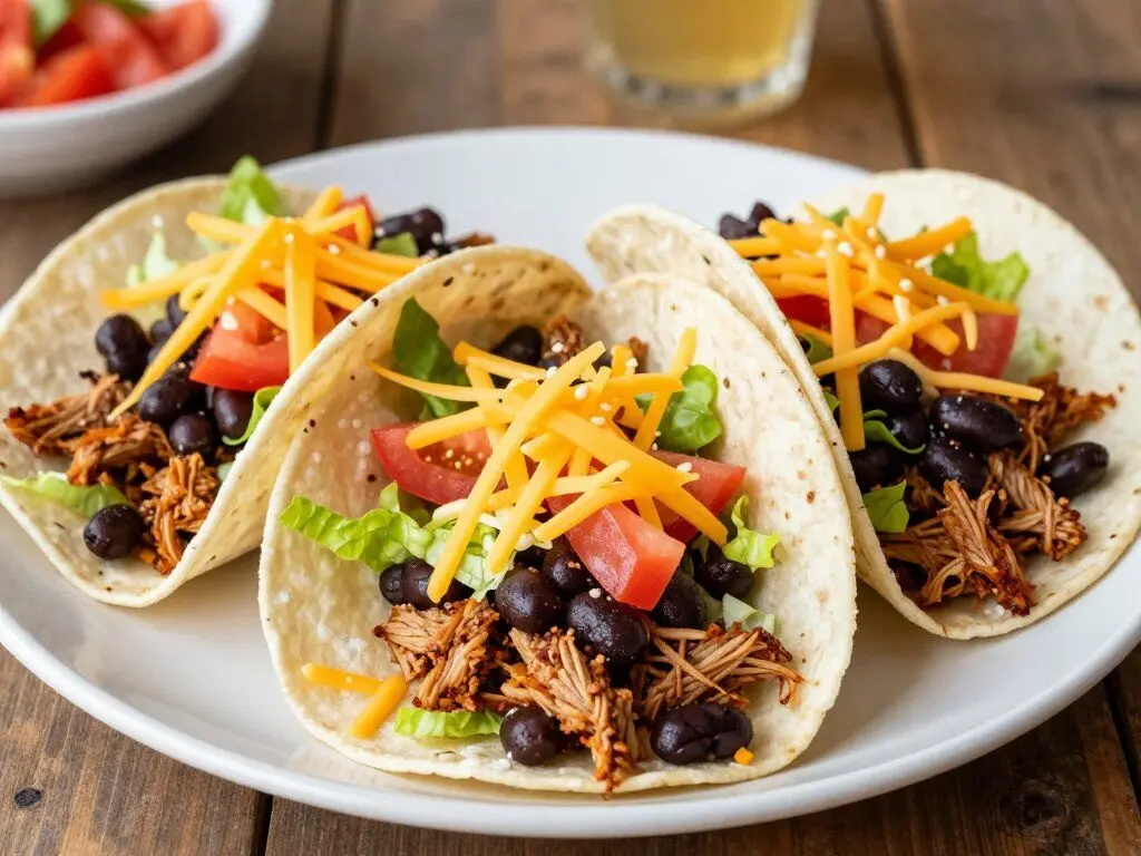 Turkey and black bean tacos with fresh vegetables for kids Turkey and black bean tacos with fresh vegetables for kids