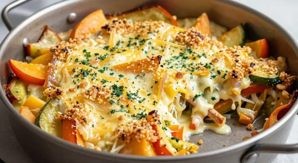 Vegetable and cheese bake in a one pan dish