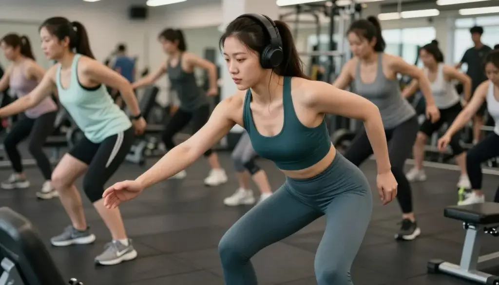 Woman focused on her own workout showing beginners gym tips for woman