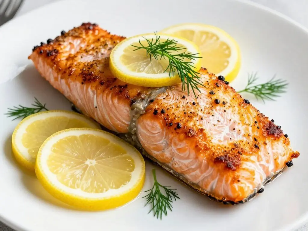 air fryer salmon with lemon and herbs