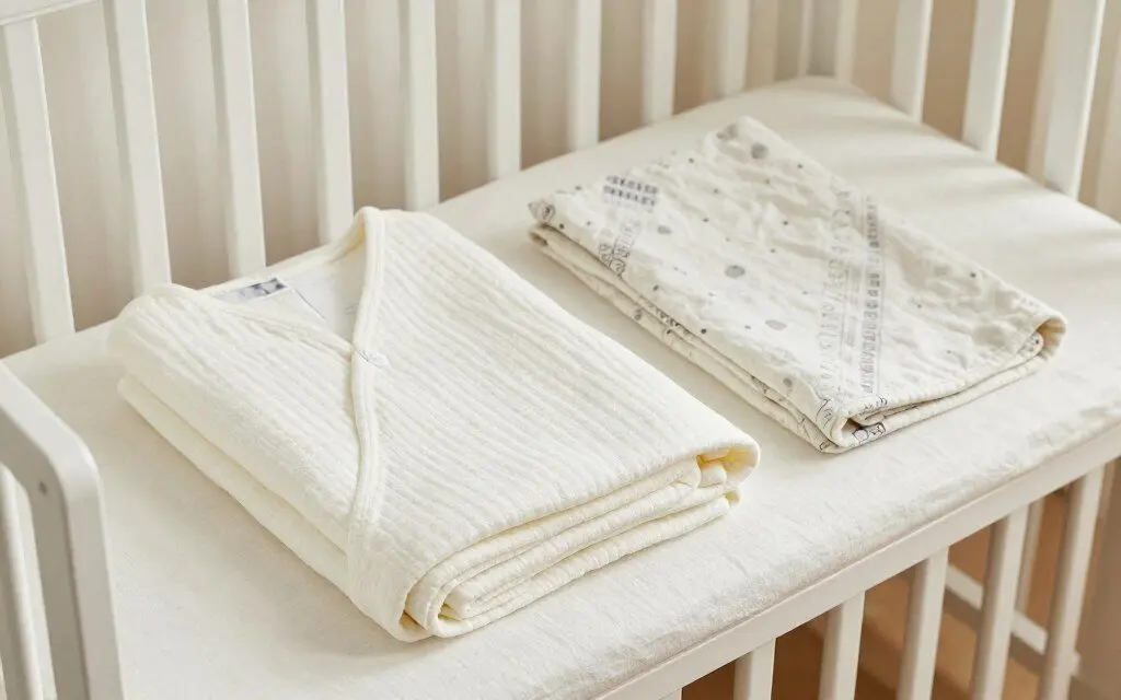 breathable swaddles and baby blankets folded together