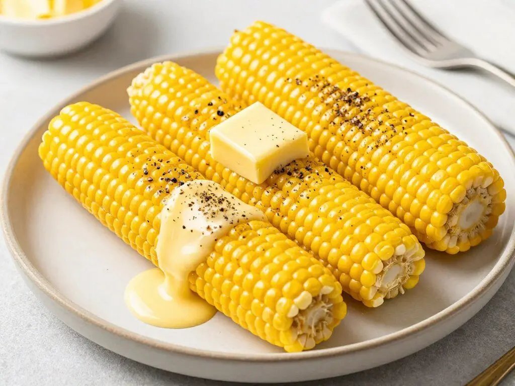 buttered corn on the cob with seasonings