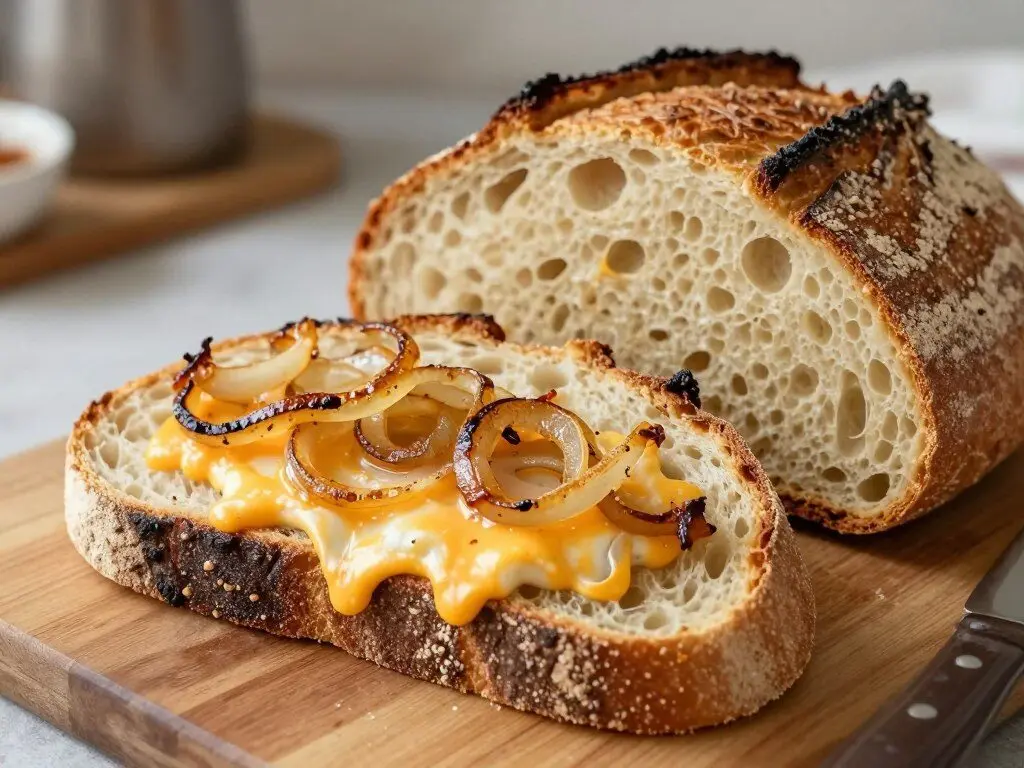 caramelized onions cheddar sourdough loaf
