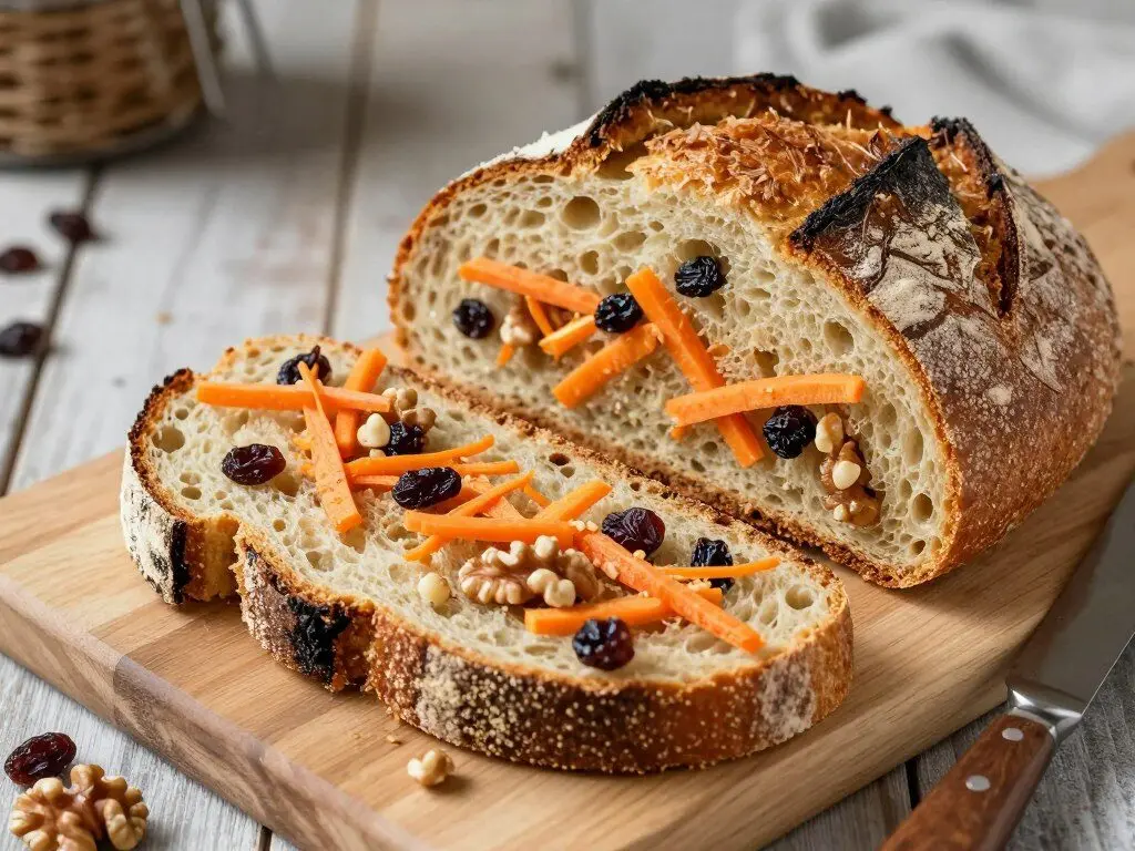 carrot raisin walnut sourdough bread
