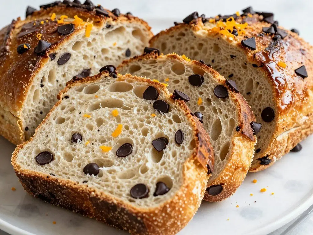 chocolate chips orange sourdough loaf