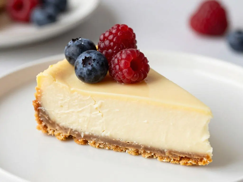 creamy cheesecake with graham cracker crust