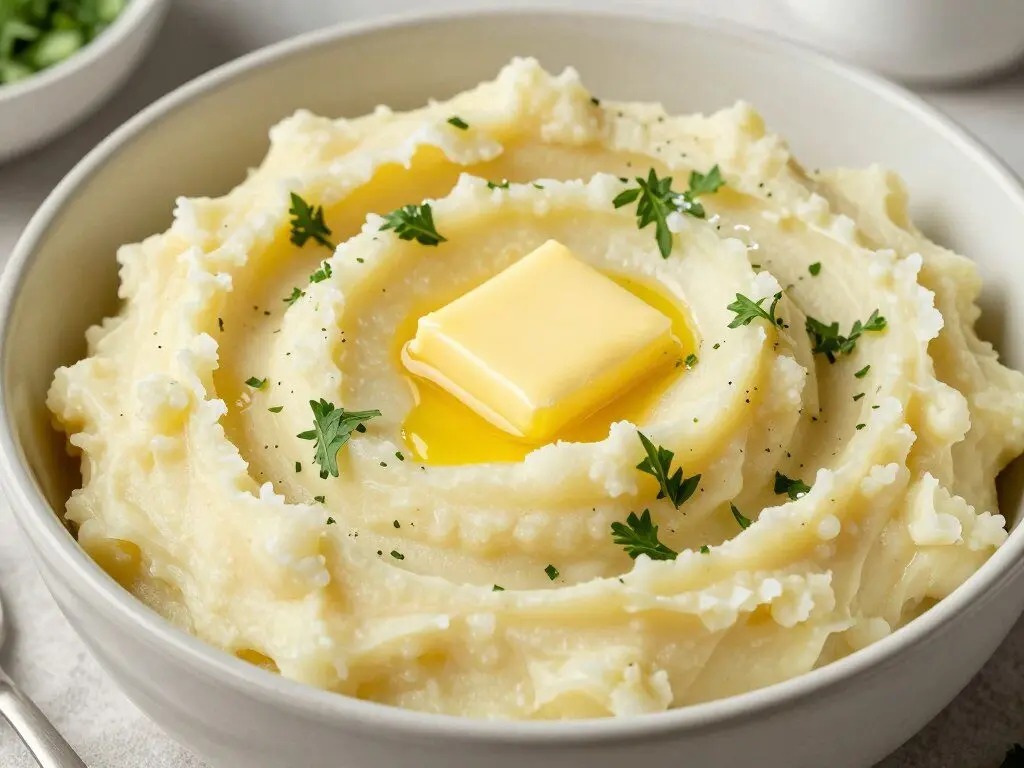 creamy garlic mashed potatoes with butter