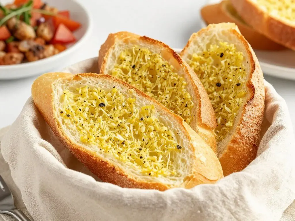 crispy garlic bread with herbs and parmesan