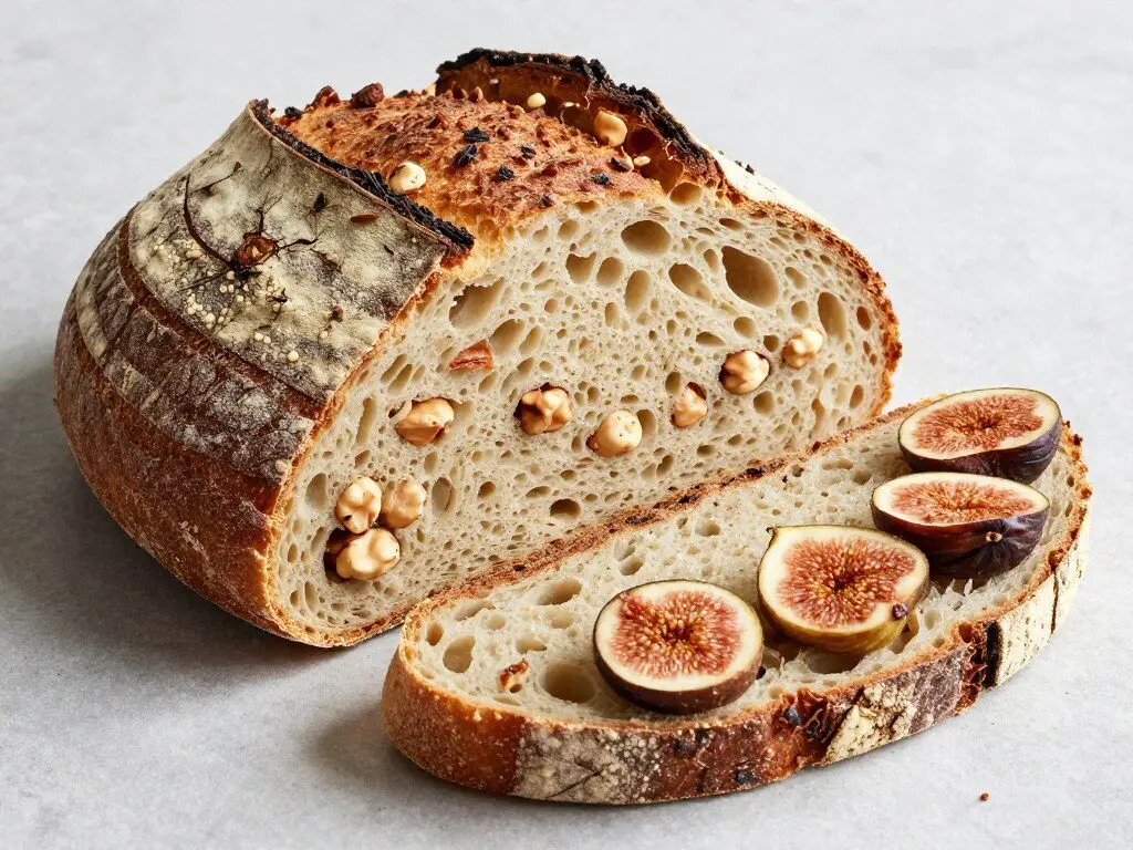 hazelnut dried fig sourdough loaf
