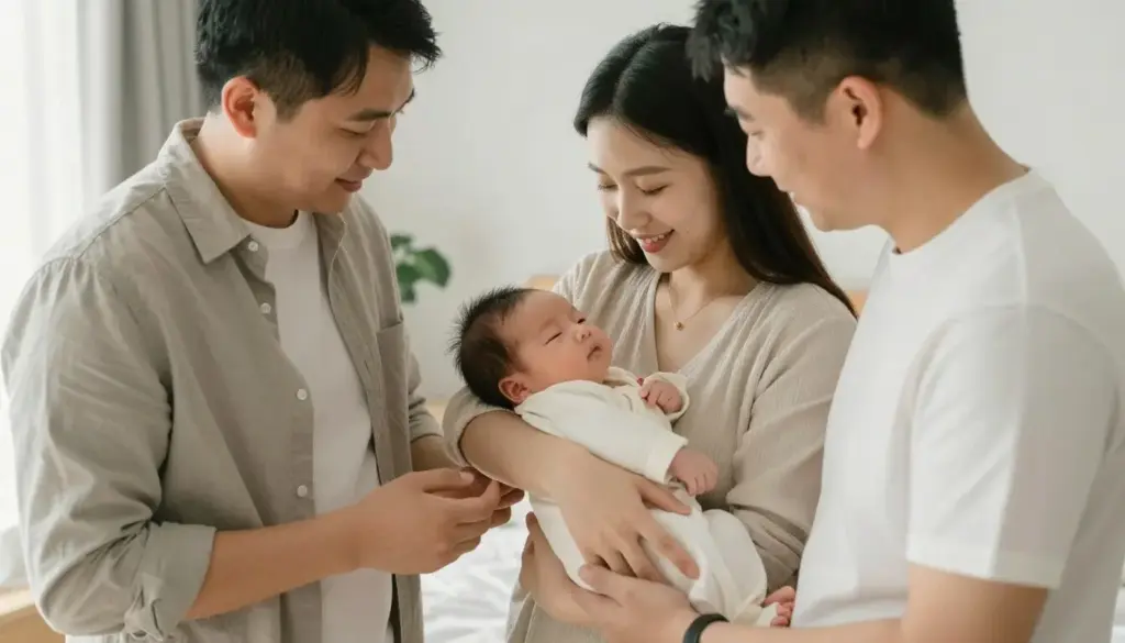 newborn family photo session in a bright home