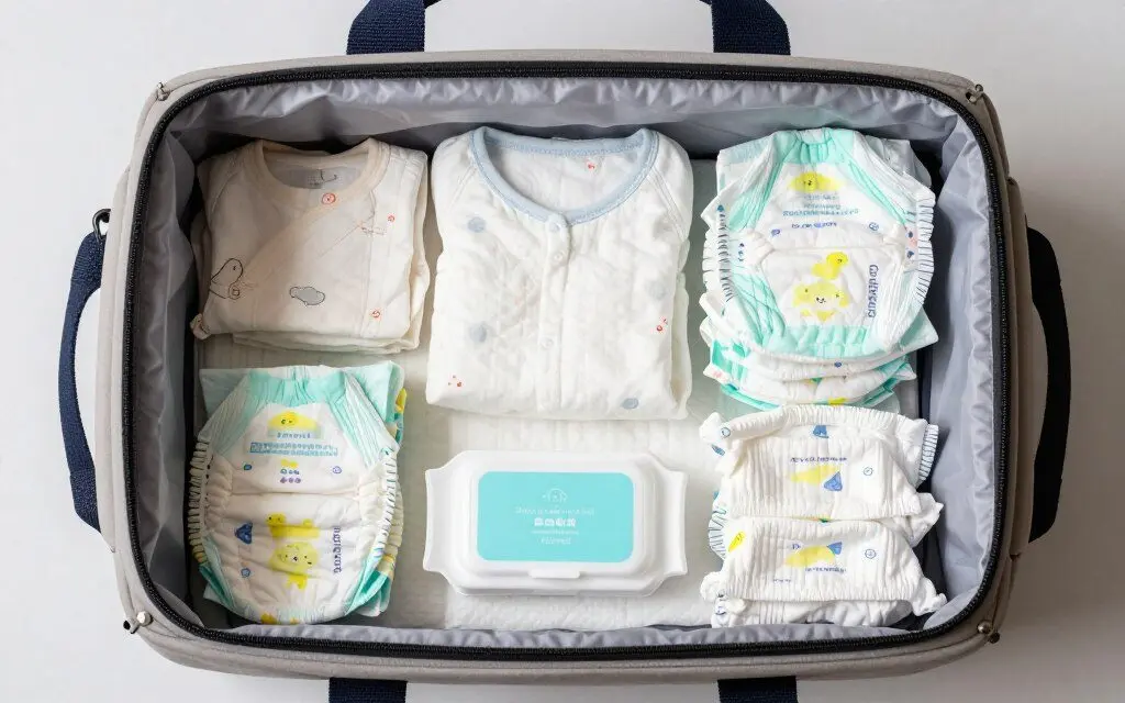 organized diaper bag filled with baby care essentials