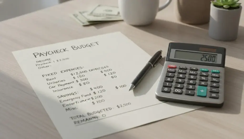 paycheck budget planning for household expenses and savings