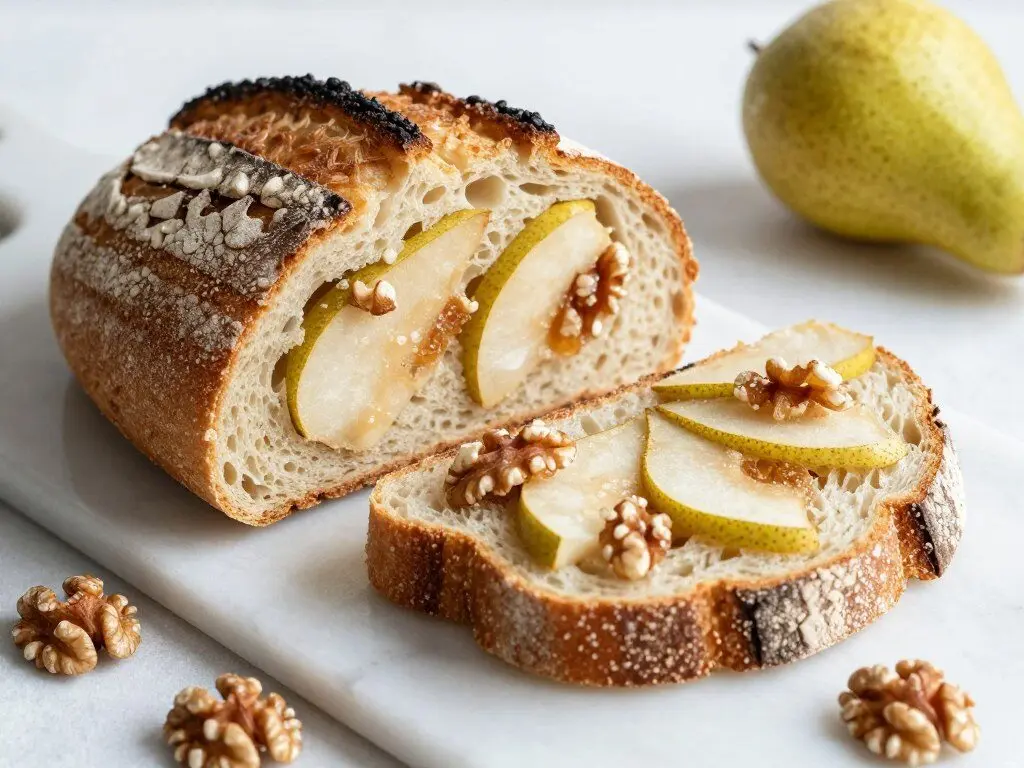 pear ginger walnut sourdough loaf