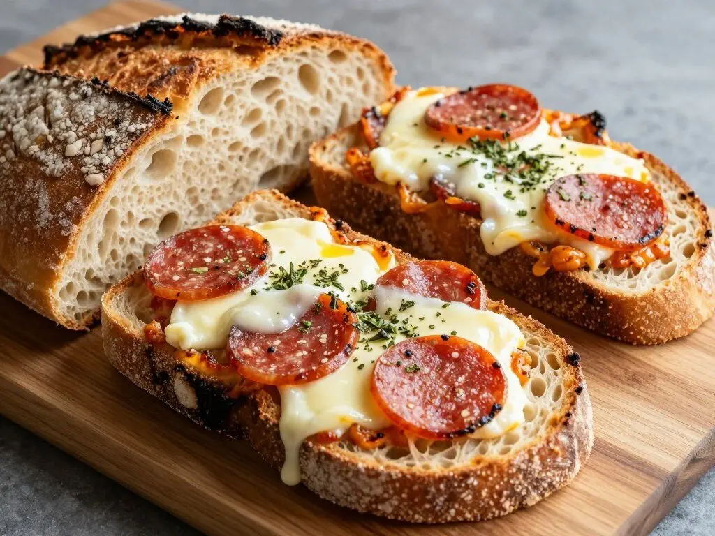 pepperoni mozzarella Italian seasoning sourdough