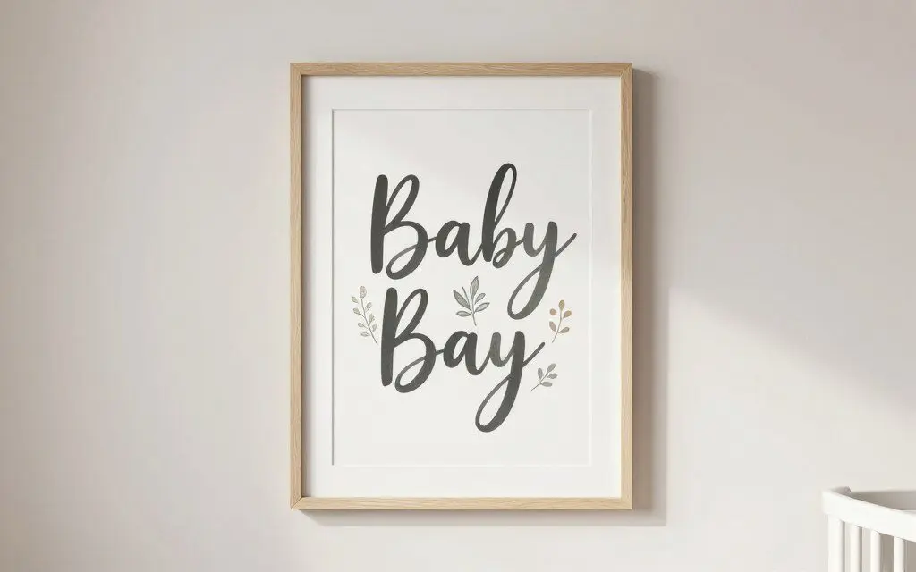 personalized baby name print in a soft nursery frame