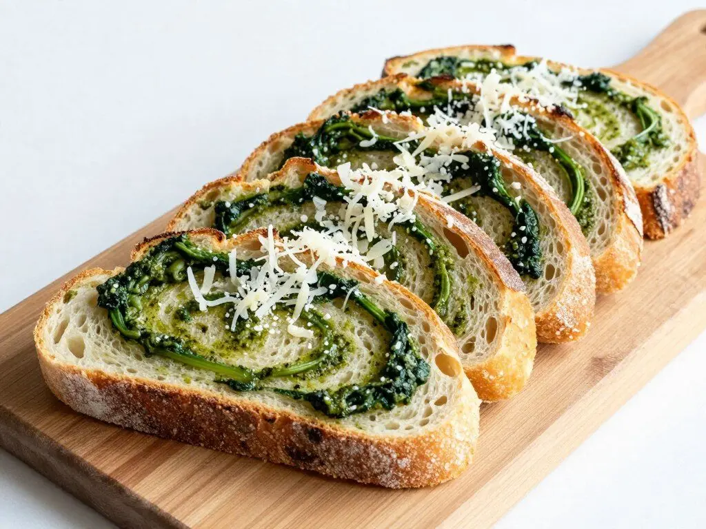 pesto spinach parmesan sourdough loaf