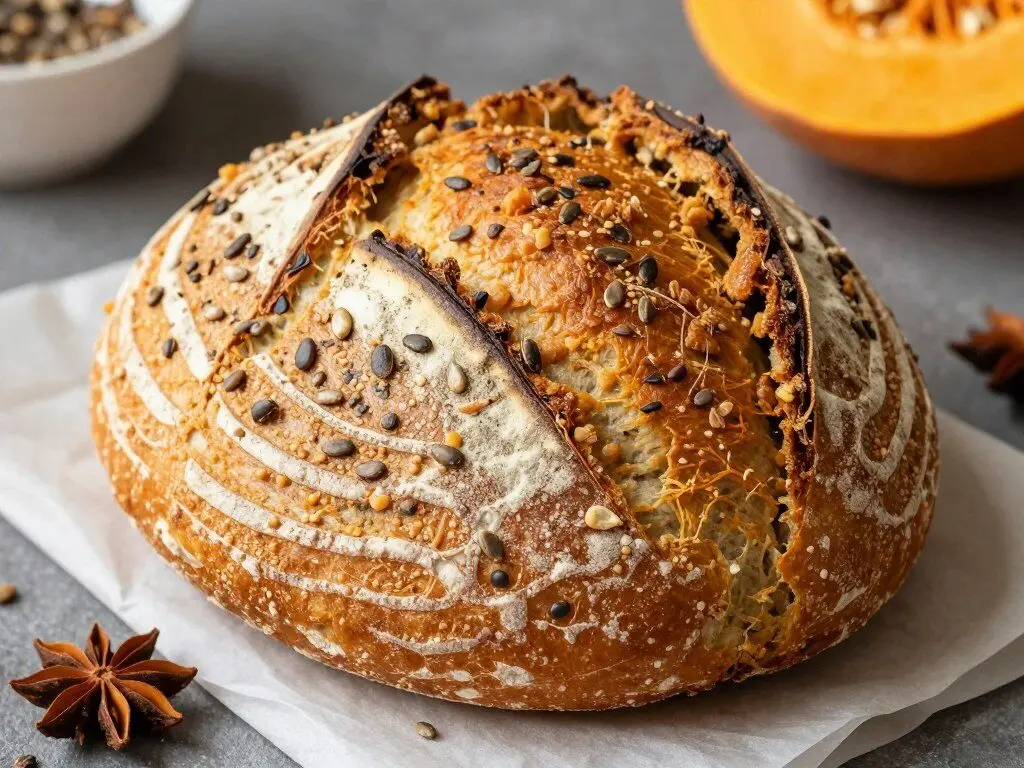 pumpkin pepita spice sourdough loaf