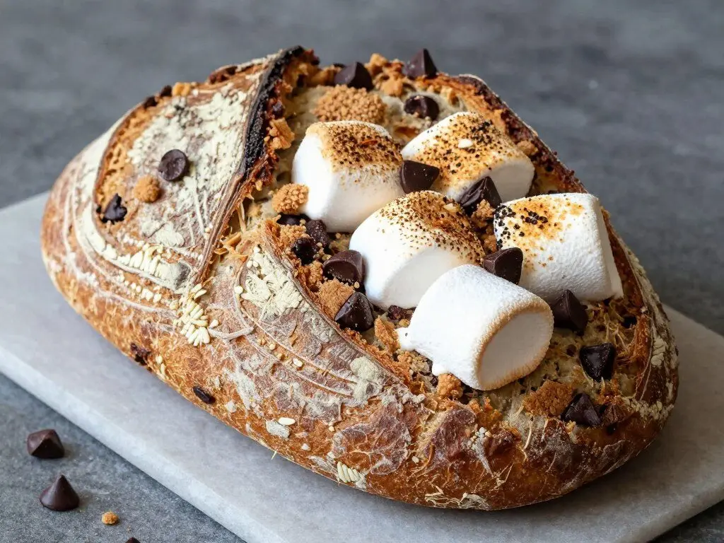 smores sourdough bread with chocolate chips