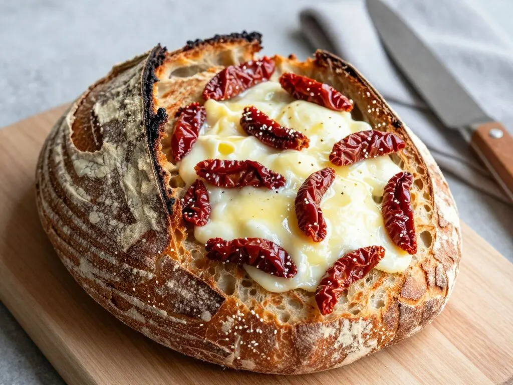 sun-dried tomatoes mozzarella sourdough bread