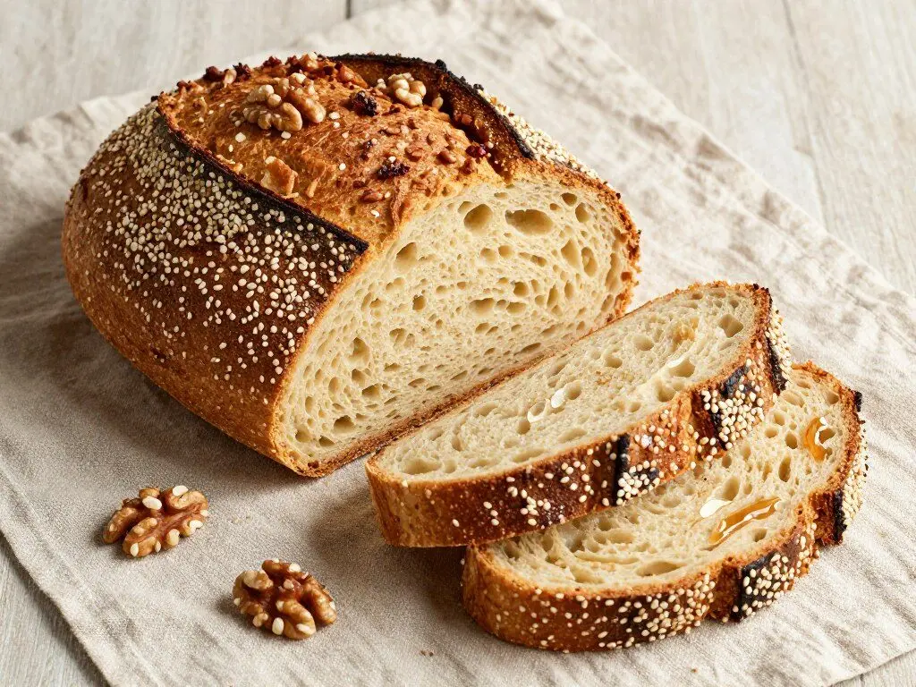 walnut honey sesame seeds sourdough loaf