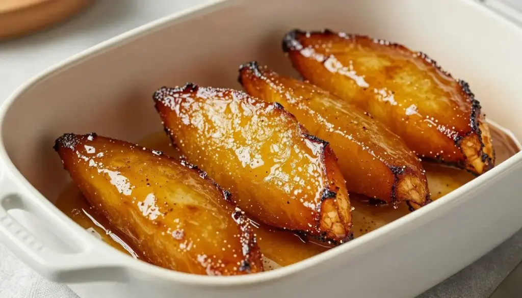 Glazed candied yams glistening in a rich brown sugar and spice syrup